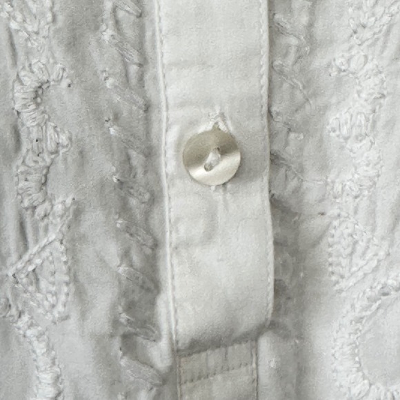 H&M L.O.G.G.White Embroidered Blouse Top Button Down Cotton Shirt Women's Size 4 - Picture 6 of 10